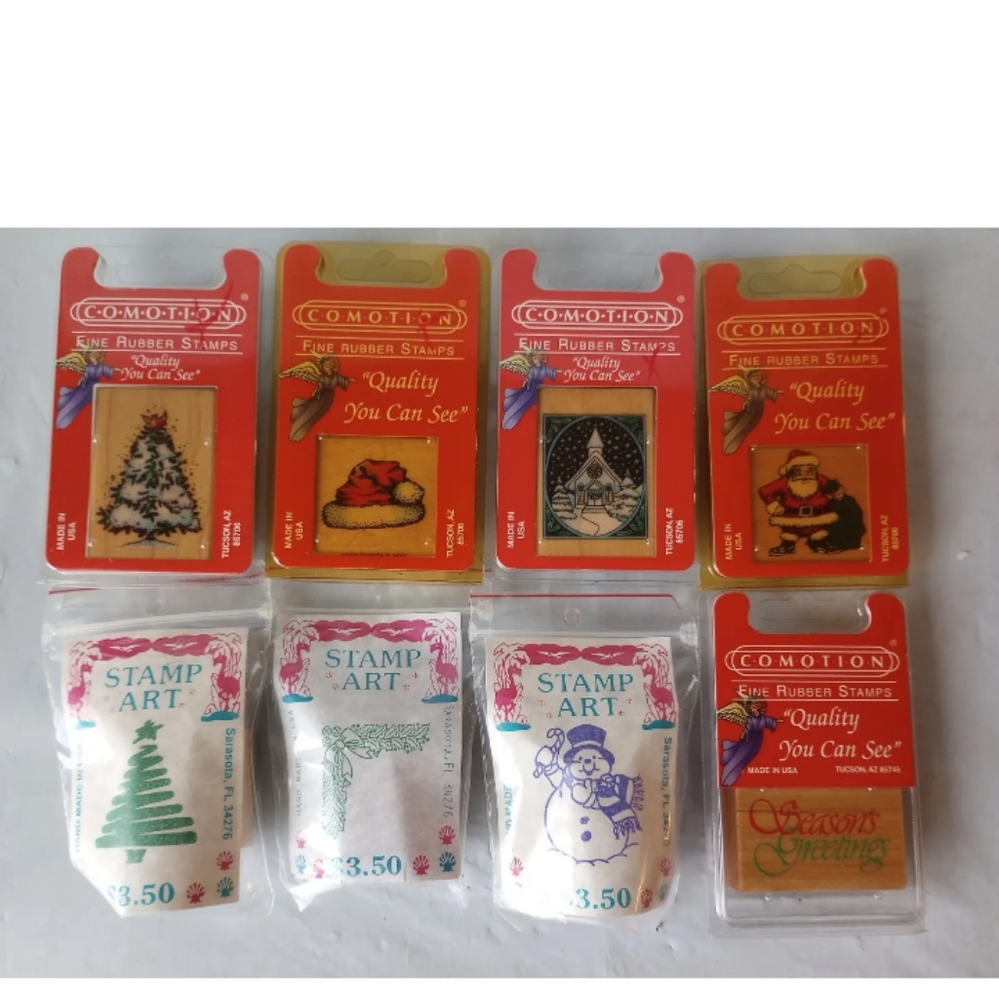 Comotion Fine Rubber Stamps/Stamp Art Christmas Stamps Lot Made in USA